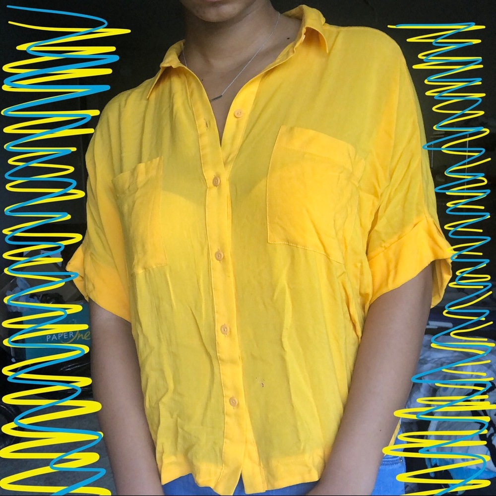 Topshop Collared Yellow Button Down - image 6